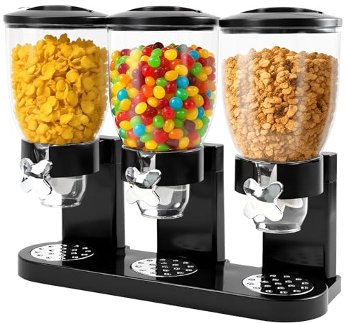 Adorabby Triple Cereal Dispenser Countertop - 3 Pack 2L Black