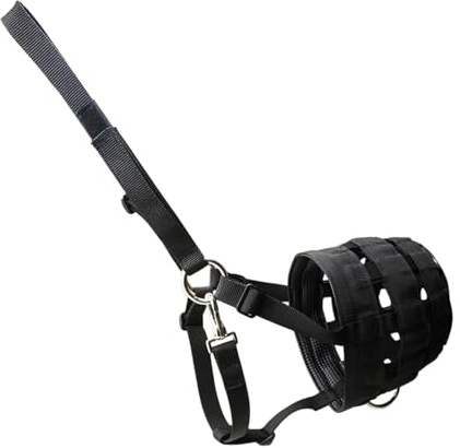 AMISENK Museruola ventilata da pascolo con cavezza staccabile, protezione per bocca con maglie migliorate, comoda copertura per la bocca del cavallo