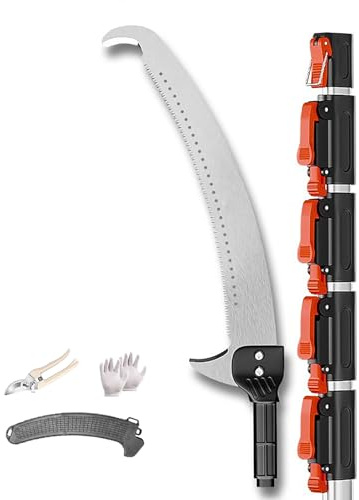 Long Reach Telescoping Pruner Pole Saw for Tree Trimming - Lightweight Extendable Pruning Saw for High Branches, Sharp Blade, Perfect for Backyard and Garden Maintenance,7.5m