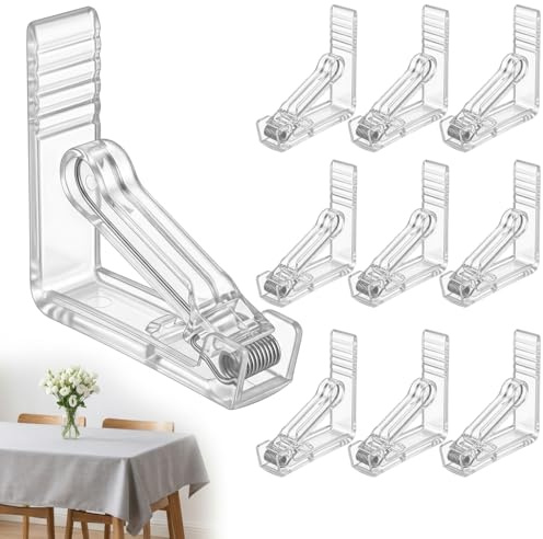 Lot de 10 Pinces Nappe Plastique Ressort, Fixation Table Extérieur et Intérieur jusqu’à 40 mm d’Épaisseur, Pinces Transparentes Résistantes aux Intempéries pour Jardin, Terrasse et Salle à Manger