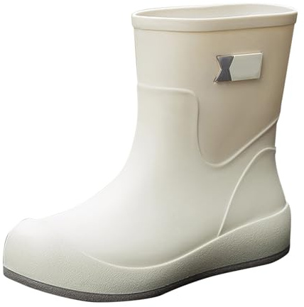 Generisch Bottes de pluie mi-hautes en caoutchouc pour femme, avec tige moyenne, imperméables, antidérapantes, pour l'extérieur, pour le travail, la pêche, le jardinage