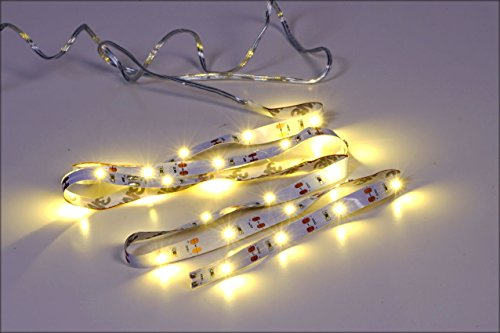 LED Stripe 1m mit 30 LED - warmweiß - Batterie betrieben - Individuell kürzbar nach jeder LED