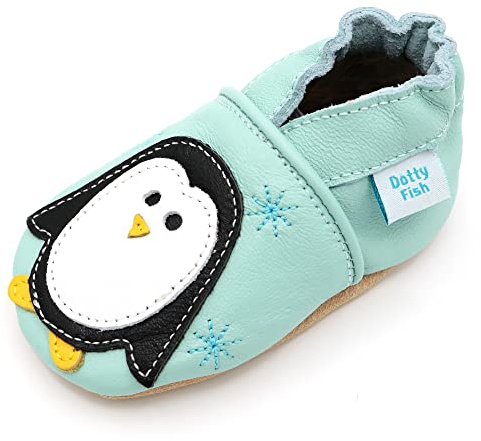 Dotty Fish unisex – barn Mjukt Läder Babyskor Med DjurBebisskor