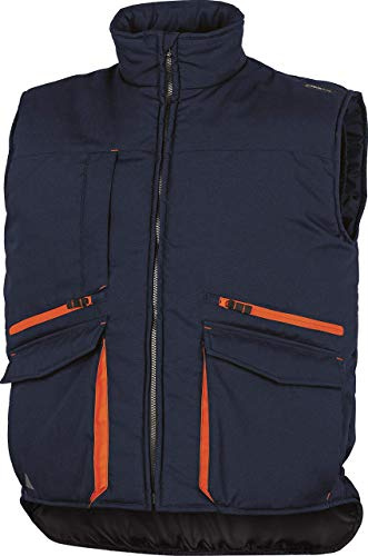 Deltaplus SIER2MOPT Gilet con tasche multiple in policotone, blu navy, arancione, S