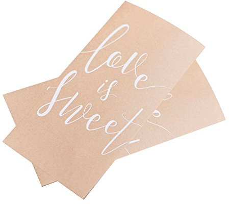 Papier-Tüten Party-Tüten Candy-Bar-Tüten Love is Sweet In braun und weiß Zubehör Hochzeit Candy-Bar, Hochzeits-Deko, Party-Tüten, Papier-Tüten (40 Tüten)