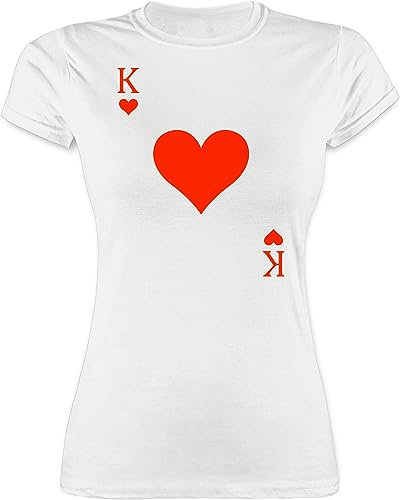 Shirt Damen - & Fasching - Herz König Spielkarte I King Queen Kartenspiel Karneval Herzkönig Spielkarte Herzkönig Karte I Poker King of Hearts - M - Weiß - partnershirts pärchen
