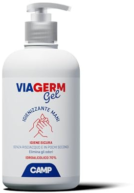 CAMP VIAGERM Gel Igienizzante mani con alcool 70%, flacone 500 ml con dosatore