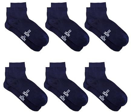 LANCETTI - 6 Paia di Calzini Corti Uomo o Donna in Cotone Filo di Scozia Traspiranti e Confortevoli Made in Italy, Blu, 43-46