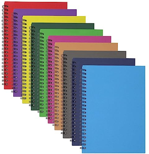 SEUNMUK 10-pack A5 trådbunden anteckningsbok, spiralbunden skissbok med kraftskydd, fodrad skissbok för resor, kontor (10 färger)