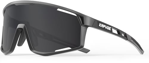 KAPVOE Polarisiert Radfahren Brille Sport Sonnenbrille Männer Frauen Outdoor MTB Baseballgläser UV400 Cycling Eyewear Schwarz K180