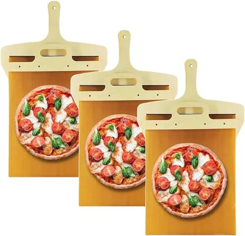 Set Di Spatole Per Pizza 3pcs Con Manico, Buccia Per Pizza Scorrevole, Buccia Per Pizza Per Un Perfetto Trasferimento Della Pizza, Antiaderente, Accessorio Per Forni E Cucine Da Interno Ed Esterno
