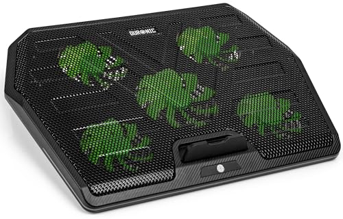 Duronic Laptop Cooling Pad LC4, Ergonomic Cooler Stand for 11”-17.3 Laptops with Adjustable 1400 RPM Fan Speed, 2 Height Levels, LED and RGB Lights, Ideal for Work, Study, and Gaming