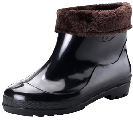 Botas De Lluvia Hombre Antideslizante, Invierno Botas De Lluvia De Forro Polar Cómodas Y Cálidas Botines Agua Hombre Abrigada Botas De Lluvia Antideslizante Zapatos De Goma
