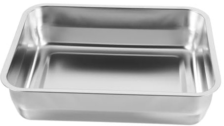 BRIGHTFUFU Roasting Pan Lid Large Serving Tray Stainless Steel Roasting Pan Rectangular Fish Roaster Oven Pizza Tray for Kitchen Use Easy to Clean