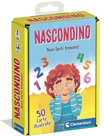 Clementoni - Nascondino, Mazzo di 50 Carte Illustrate, Gioco di Strategia e Osservazione per Bambini 5+ Anni, 2-4 Giocatori, Idea Regalo, Made in Italy, Lingua Italiana, 16584