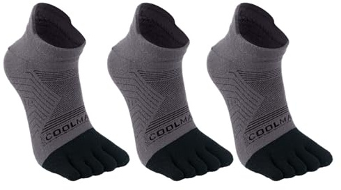 Azarxis Calzini 5 Dita Antiscivolo per Running e Palestra 3 Coppie - Traspiranti Calze Sportive con Dita Separate Uomo/Donna per Corsa, Trail, Fitness, Yoga (Grigio, XL)