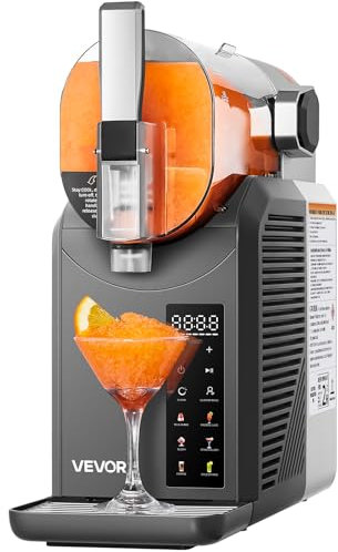 VEVOR Machine à Granité Capacité 2 L, Machine à Boissons Glacées en Acier Inoxydable, Distributeur de Boissons Frappées Granitas Margarita Smoothie, Autonettoyante, pour Maison Restaurants Cafés Bars