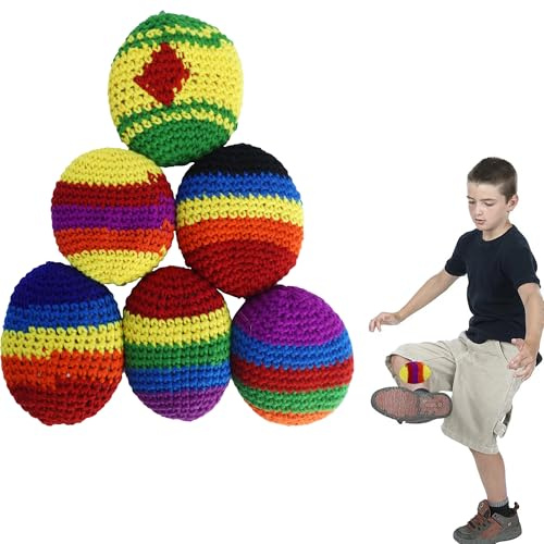 Gxdamxz Jonglierbälle Kinder, Hacky Sack Bälle, Knitted Kick Balls, 5x5cm, 6 Stück