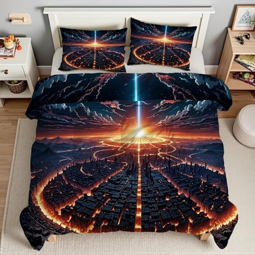 Piumino Singolo Nuvola Trapunte Lampo Di Fuoco Piumone Imbottito Resistente Lavabile, Super Morbida Trapunta, piumini 160x245 cm in Microfibra Reversibile e 2 Federa 50x80 cmT753
