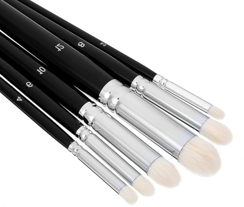 Dry Brush Miniature Painting, 6Pcs Professional Dry Brush Set Beginner's Practical Miniature Paint Brushes for Acrylic Painting Tabletop Scale Model(Black)