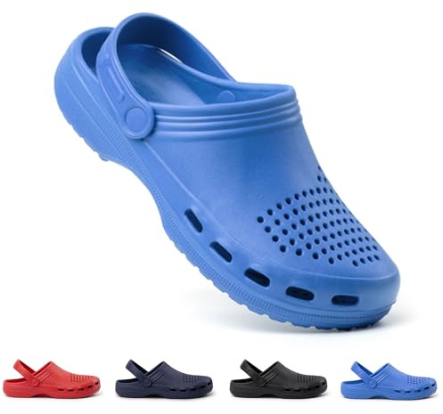 GOKOI Zuecos Unisex de EVA Ultraligeros, Cómodos, Transpirables y Resistentes al Agua, con Tira Ajustable y Ventilación, Ideales para Casa, Jardín, Playa y Uso Diario, 230g, Tallas Variadas
