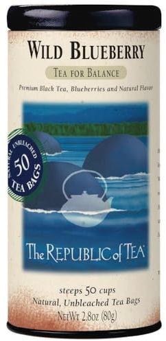 The Republic of Tea - Wild Blueberry Tea, 2.8 oz Tin | 50 Tea Bags, Gourmet Black Tea | Caffeinated