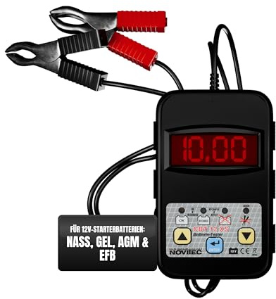 Novitec® Batterietester Kfz CBT12XS – Präzise Diagnose von 12V Starterbatterien | Kompakt & zuverlässig | Ideal für Werkstatt & Privat | Autobatterie Tester mit einfacher Bedienung