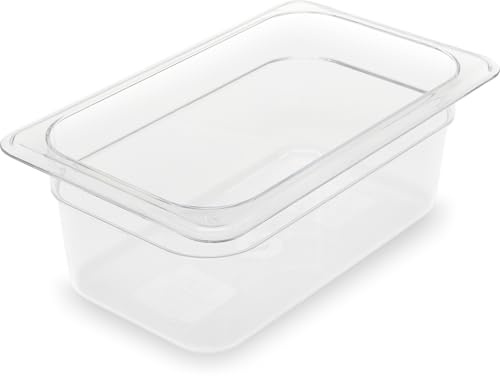 Carlisle FoodService Products Storplus Food Storage Container Food Pan, Chafing Pan for Catering, Buffets, Restaurants, Polycarbonate (Pc), 1/4 Size 4 Inches Deep, Clear, (Pack of 6)
