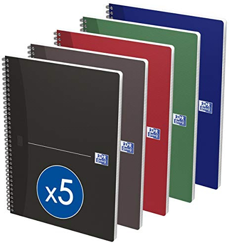 Oxford Office Essentials A4 Card Cover Wirebound Notebook,180 Page - Assorted Colours, Pack of 5