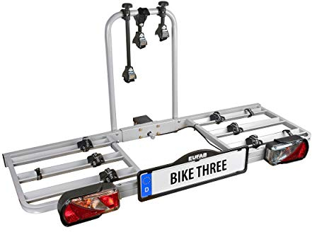 EUFAB 11412 Fahrradträger BIKE THREE, E-Bike geeignet, für 3 Fahrräder, für Anhängerkupplung