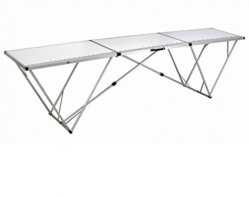 mako Profi Tapeziertisch Alu Tec 298 x 60 x 78 cm ( LxBxH ) Maßskala zum Tapetenzuschneiden Sehr stabiles Alu-Untergestell mit Diagonalstreben 5 mm starke Arbeitsplatte