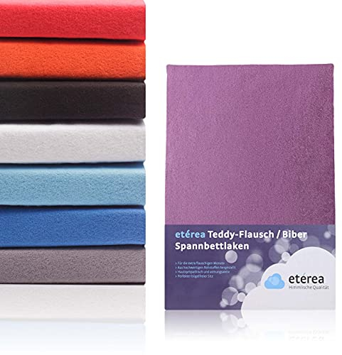 etérea Teddy Flausch Spannbettlaken 140x200-160x200 cm Pflaume für 15-25cm Steghöhe 80% Baumwolle 20% Polyester - Oekotex Spannbetttuch Matratzen Bett Bezug - Bettlaken 140x200cm - 160x200cm Violett