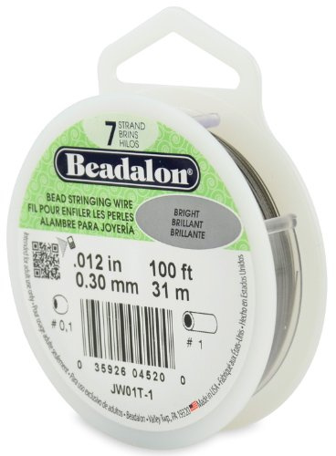 Beadalon 7 Strand Stainless Steel Bead Stringing Wire, 0.012 in / 0.30 mm, Bright, 100 ft / 31 m