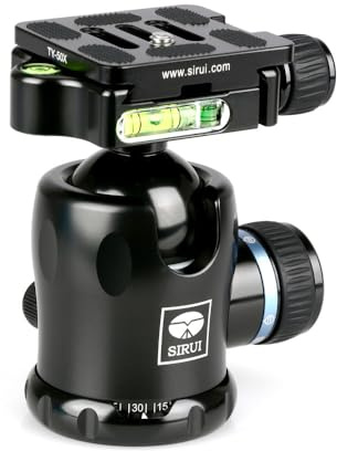 SIRUI AM-02 Aluminium Tripod Ball Head 360° Rotating Panoramic Ballhead with Arca Swiss Quick Release Plate and Bubble Level for Tripod Monopod DSLR Camera Load Capacity up to 25KG