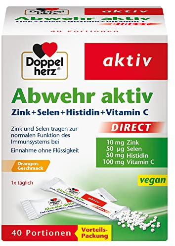 Doppelherz Abwehr aktiv DIRECT - Zink, Selen & Vitamin C zur Unterstützung des Immunsystems PLUS Histidin - 40 Micro-Pellets mit Orangen-Geschmack