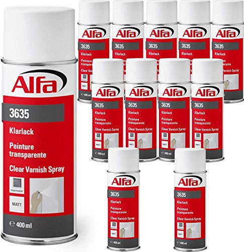 Alfa 12x Klarlack 400 ml Matt transparent -Profi-Qualität - witterungsbeständig, schnelltrocknend, einfache Verarbeitung, hohe Ergiebigkeit, Made in Germany