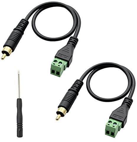 GELRHONR RCA mâle vers AV câble de borne à vis, Adaptateur de Connecteur Audio/Vidéo Phono RCA Mâle Vers Borne à Vis AV -2PCS