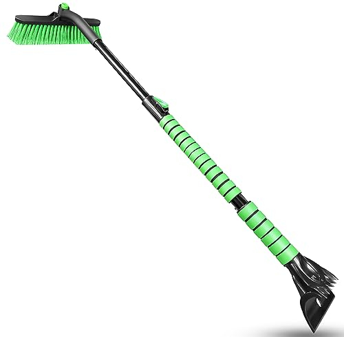 Eiskratzer Auto, SEAAES 112CM Auto Reinigungsbürste und Schneebürste für Auto-Windschutzscheibe, ausziehbare Schneeräumbürste mit Schaumstoffgriff für LKW SUV Windschutzscheibe