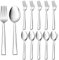 Joyfair - Set di 12 forchette da tavola e cucchiai, in acciaio inox, moderno 19,5 cm, grandi forchette e cucchiai per casa/ristorante/feste, lucidate e bordi lisci, lavabili in lavastoviglie