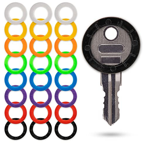 Anillas de identificación para llaves, 24 piezas, 8 colores, con símbolo táctil, para cabezas de llaves redondas y cuadradas de hasta 2,5 x 2 cm, tapas de llaves pequeñas