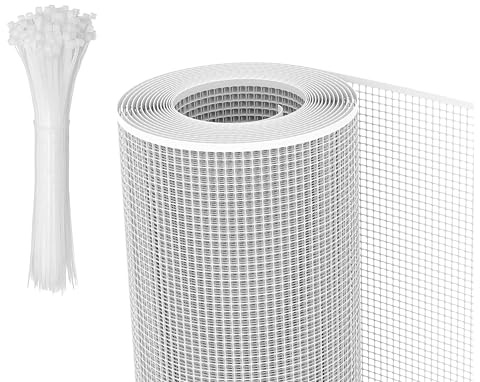 Rete protettiva in plastica 10 x 10 altezza Mt 1 x lunghezza Mt 5 con 100 FASCETTE INCLUSE NEL PREZZO! Adatta a balconi, cancelli, recinzioni, giardino. (COLORE BIANCO)