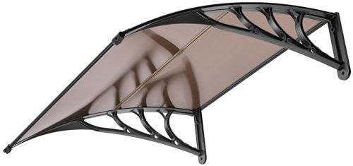 VIVOHOME Auvent de Porte et fenêtres 100x100cm Marquise de Porte Exterieur en Polycarbonate auvent en Arc pentu Protection Contre Pluie et UV pour Terrasse Balcon Patio
