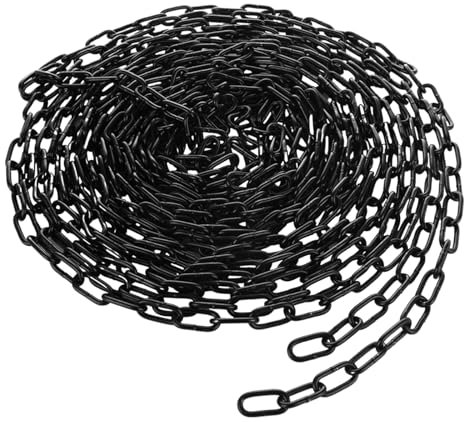 WOPPLXY Stahlkette, 10m Metallkette 3mm Schwarz, Gliederkette Meterware aus Kohlenstoffstahl für Hängezäune, Schaukelketten, Wäschetrockenketten, Kette Hängesessel, Lampenkette