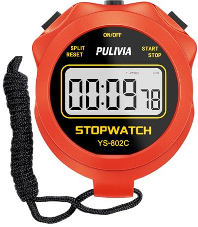 PULIVIA Cronómetro Deportivo con Botón de Encendido y Apagado Silencioso, Sin Calendario para un Funcionamiento Sencillo, Cronómetro Digital para Entrenamiento de Niños y Entrenadores, Rojo