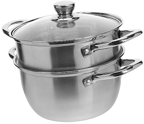 Amosfun Baño María Olla De Vapor De Acero Inoxidable Doble Resistente Corrosión Para Cocinar Al Vapor