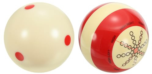 PATIKIL Boule De Billard D'Entraînement 2-1/4, Lot De 2 Boules De Billard AAA-Grade Pro Cup Standard avec Points Rouges Accessoires De Billard, Blanc