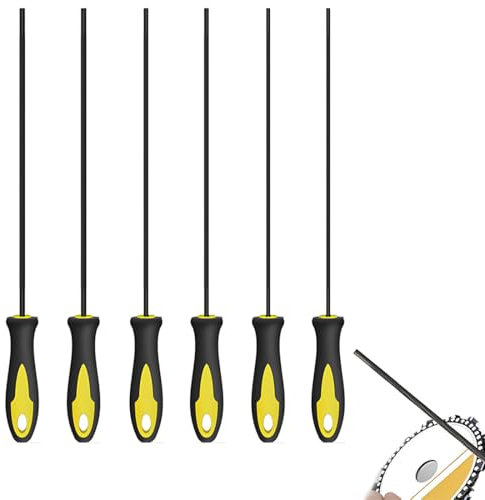 6 Piezas Afilador Cadena Motosierra,Afilador de Cadena Motosierra,Lima Redonda para Afilado de Motosierra con Asa,Cómodo de Sujetar,4.0mm,4.8 mm,5.5 mm 3 Tamaños, Apto para Motosierra
