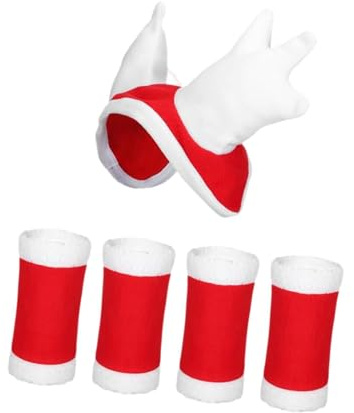 harayaa Bonnet de Noël pour Cheval 4X Bandages pour Jambes de Cheval Accessoires équestres Chauffe-Jambes Bonnet de Vacances Protège-Jambes Guêtres, Longueur 50cm