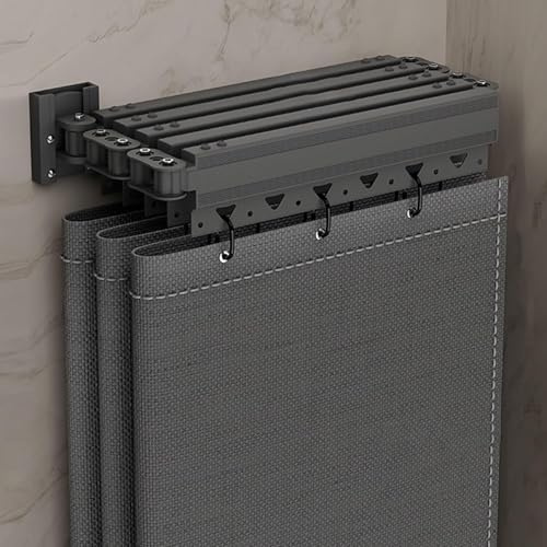 Barra de Cortina de Ducha Plegable con Ventosa, Barra de Cortina de Esquina de Montaje En Pared, Barra de Cortina de Ducha de Ángulo Ajustable, Barra de Cortina de Deformable Sin Taladro(5-fold