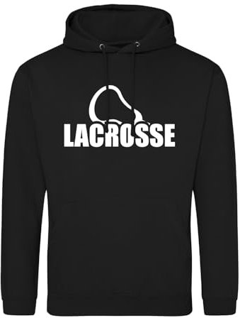 Huuraa Kapuzenpullover Lacrosse Schriftzug Geschenk Größe XL Deep Black Vegan Lacrosse Mitbringsel